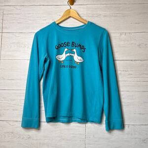 Life is Good T-Shirt Kids Size XXL Aqua "Goose Bumps" Long Sleeve 100% Cotton